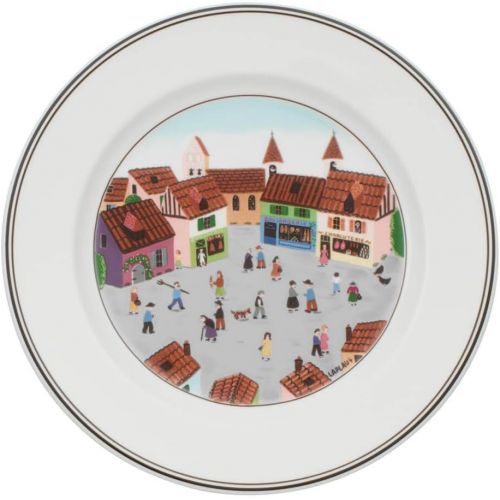  Villeroy & Boch Design Naif Salad Plate #4-Old Village Square, 8.25 in, White/Colorful