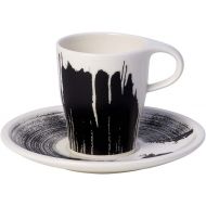 Villeroy & Boch Coffee Passion Awake Doppio Espresso Cup & Saucer Set, 6 oz, Premium Porcelain, Black / White