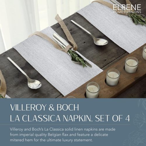  Villeroy & Boch Villeroy and Boch La Classica Luxury Linen Fabric Napkin (Set of 4), 21x21, Metallic White