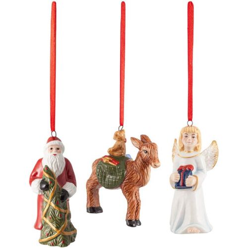  Villeroy & Boch Nostalgic Ornaments Santa, Baby Christ, Deer Set of 3, 8x4cm, White