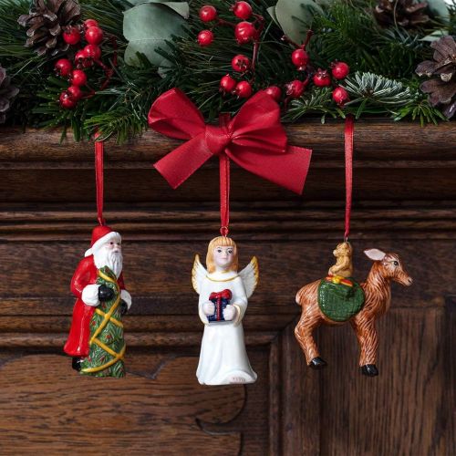  Villeroy & Boch Nostalgic Ornaments Santa, Baby Christ, Deer Set of 3, 8x4cm, White
