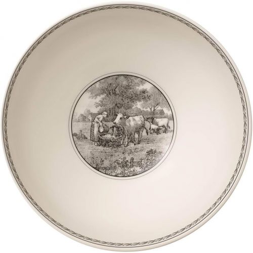  Villeroy & Boch Audun Ferme Round Vegetable Bowl, 9 in, White/Gray