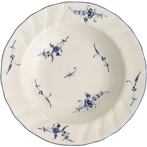  Villeroy & Boch 1023412700 Vieux Luxembourg Rim Soup, 9 in, White/Blue