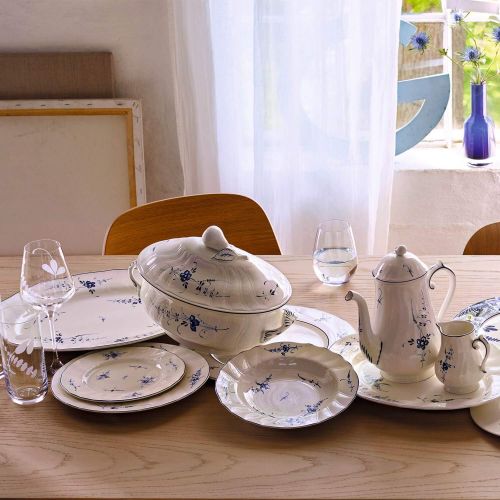  Villeroy & Boch 1023412700 Vieux Luxembourg Rim Soup, 9 in, White/Blue