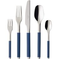 Villeroy & Boch S+ Blueberry Cutlery for up to 6 People, 30 Pieces, Stainless Steel, Blue Silicone Coated Handle