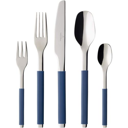  Villeroy & Boch S+ Blueberry Cutlery for up to 6 People, 30 Pieces, Stainless Steel, Blue Silicone Coated Handle