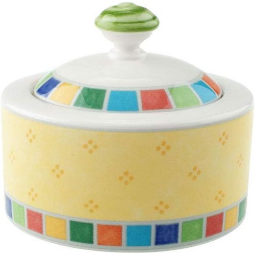  Villeroy & Boch Twist Alea Limone Covered Sugar, 6.75 oz, White/Yellow