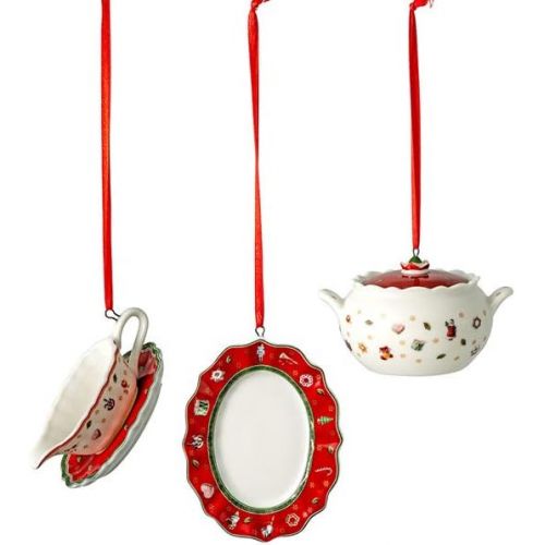  Villeroy & Boch Toys Delight Decoration Ornaments Serving Pieces, Set of 3, Premium Porcelain, White, 3 x 6cm, 14-8659-6666