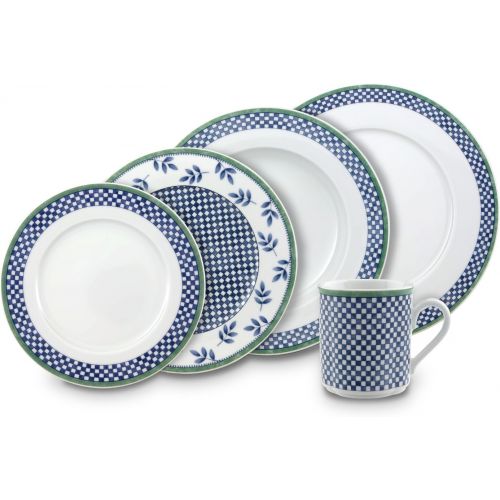  Villeroy & Boch Castell Dinner Plate, 10.5 in, White/Blue/Green