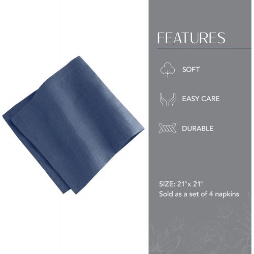  Villeroy & Boch Villeroy and Boch La Classica Luxury Linen Fabric Napkin (Set of 4), 21x21, Indigo