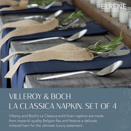  Villeroy & Boch Villeroy and Boch La Classica Luxury Linen Fabric Napkin (Set of 4), 21x21, Indigo