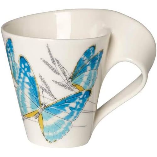  Villeroy & Boch NewWave Cafe Coffee Mug Morpho Cypris, 300 ml, Height: 11 cm, Premium Porcelain, Blue