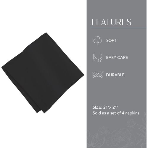  Villeroy & Boch Villeroy and Boch La Classica Luxury Linen Fabric Napkin (Set of 4), 21x21, Black, 4 Count