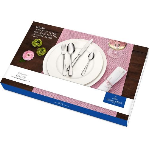  Villeroy & Boch Oscar Set of Cutlery for up to 6 People, 24 Pieces, Stainless Steel, Silver