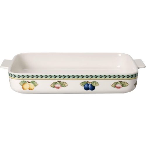  Villeroy & Boch French Garden Baking Pan, 34x24 cm, Premium Porcelain, White/Colourful