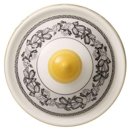  Villeroy & Boch Audun Ferme 10-Oz. Sugar/Jampot, Yellow/Black/White