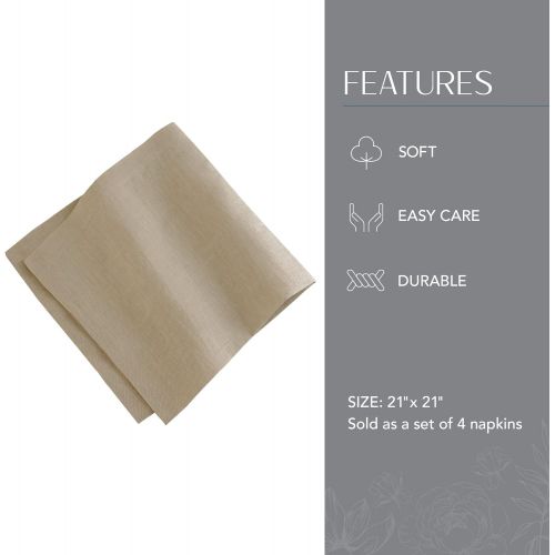  Villeroy & Boch Villeroy and Boch La Classica Luxury Linen Fabric Napkin (Set of 4), 21x21, Natural, 4 Count