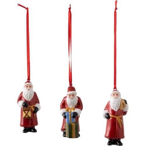  Villeroy & Boch Nostalgic Ornaments Santa Claus Set of 3, 8x3,5cm, White