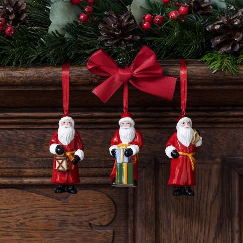  Villeroy & Boch Nostalgic Ornaments Santa Claus Set of 3, 8x3,5cm, White
