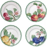 Villeroy & Boch French Garden Modern Fruits Salad Plate : Assorted Set of 4, 8.25 in, Premium Porcelain, White/Colored