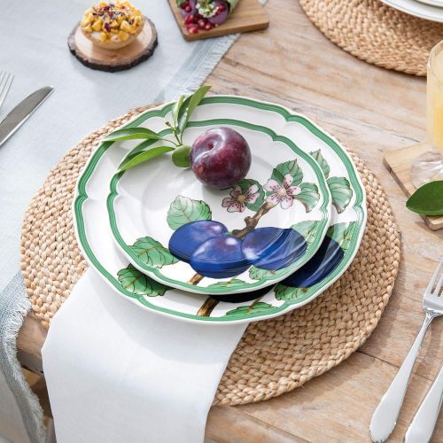 Villeroy & Boch French Garden Modern Fruits Salad Plate : Assorted Set of 4, 8.25 in, Premium Porcelain, White/Colored