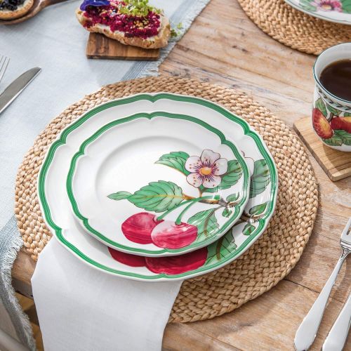  Villeroy & Boch French Garden Modern Fruits Salad Plate : Assorted Set of 4, 8.25 in, Premium Porcelain, White/Colored