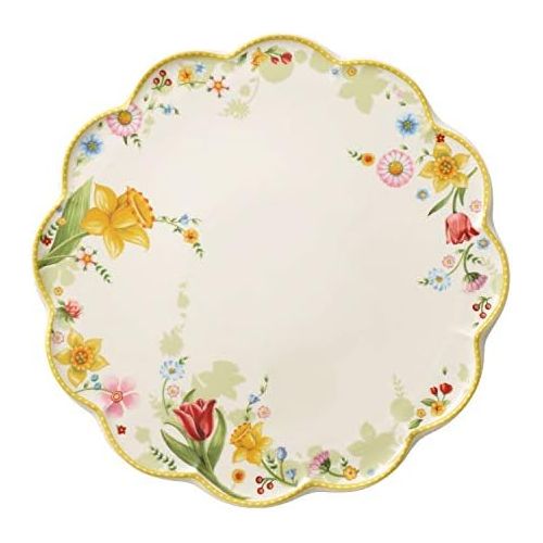  Villeroy & Boch Spring Awakening Cake Plate Flower Meadow, 33 cm, Porcelain, White/Colourful