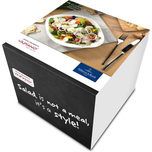  Villeroy & Boch - Vapiano Salatschalen-Set, 2 tlg., 800 ml, 21 x 17 cm, Premium Porzellan, spuelmaschinen-, mikrowellengeeignet, weiss