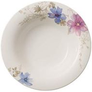 Villeroy & Boch Mariefleur Gris Basic Suppenteller, 23 cm, Premium Porzellan, Weiss/Bunt