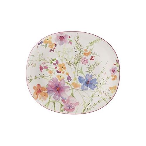  Villeroy & Boch Mariefleur Basic Ovaler Fruehstuecksteller, 23 x 19 cm, Premium Porzellan, Weiss/Bunt