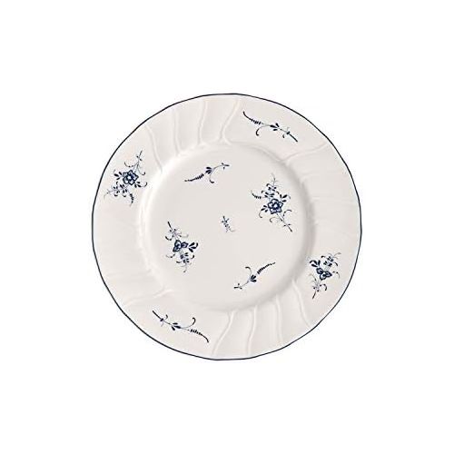  Villeroy & Boch Vieux Luxembourg Fruehstuecksteller, 21 cm, Premium Porzellan, Weiss/Blau