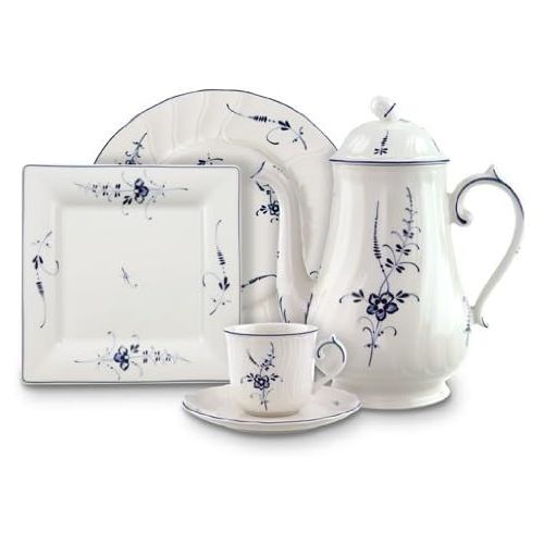  Villeroy & Boch Vieux Luxembourg Kaffeetasse, 200 ml, Hoehe: 8,3 cm, Premium Porzellan, Weiss/Blau