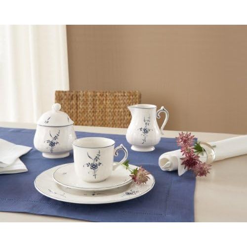  Villeroy & Boch Vieux Luxembourg Kaffeetasse, 200 ml, Hoehe: 8,3 cm, Premium Porzellan, Weiss/Blau