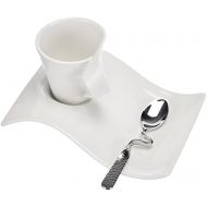 Villeroy & Boch - NewWave Caffe Espresso-Set, 3 tlg., eleganter Kaffeegenuss, Premium Porzellan/Edelstahl, spuelmaschinengeeignet