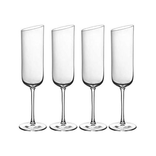  Villeroy & Boch 11-3653-8130 NewMoon Sektkelch Set, 4tlg, Elegante, modern geschnittene Sektglaser, Kristallglas, klar, spuelmaschinengeeignet