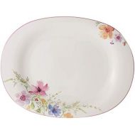 Villeroy & Boch Mariefleur Basic Servierplatte, 42 cm, Premium Porzellan, weiss/bunt