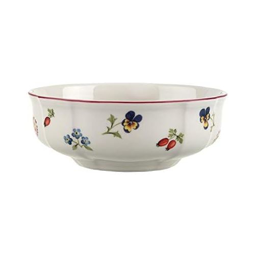  Villeroy & Boch - Petit Fleur Dessertschale, zarte Schale aus Premium Porzellan mit filigranen Reliefs und blumig-fruchtigen Motiven, weiss/bunt, 25 cm