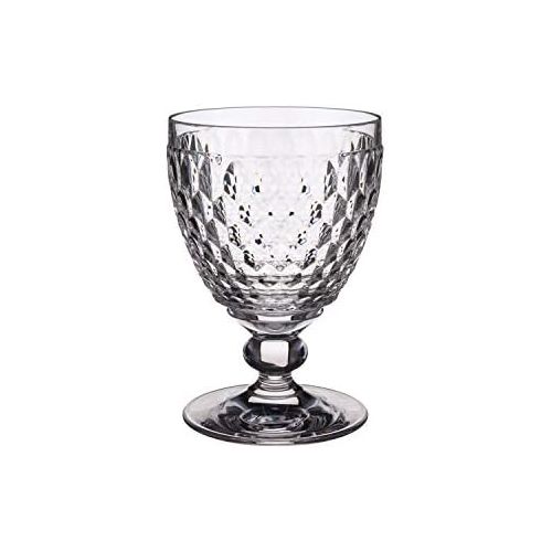  Villeroy & Boch - Boston Rotweinglas, klares Kristallglas in Kelch-Form mit geometrischem Rautenrelief, spuelmaschinenfest, 310 ml