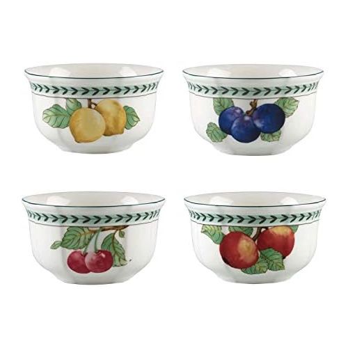  Visit the Villeroy & Boch Store Villeroy & Boch French Garden Modern Fruits 750 ml Premium Porcelain Bowl, Set of 4, White/ Multi-Colour