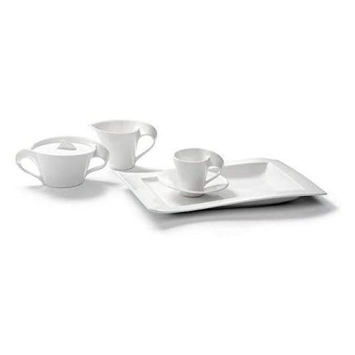  Villeroy & Boch NewWave Milchkannchen, Milchkanne mit geschwungenem Henkel, Premium Porzellan, spuelmaschinen- und mikrowellengeeignet, weiss, 200 ml