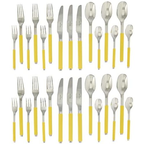  Visit the Villeroy & Boch Store Villeroy & Boch S+ Lemon Pie Cutlery Set for up to 6 People 30-Piece Stainless Steel Yellow Silicone Coated Handle