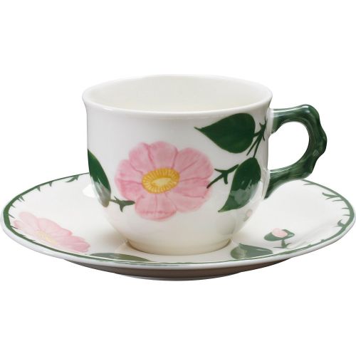  Villeroy & Boch - Wildrose Kaffee-Untertasse mit floralem Muster, Untertasse aus Premium Porzellan mit rosa Wildrose Dekor im Landhausstil, 16 cm