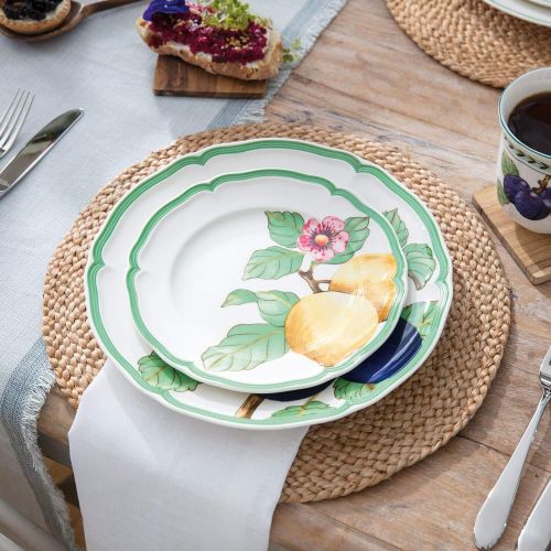  Visit the Villeroy & Boch Store Villeroy & Boch 21 cm French Garden Modern Fruits Premium Porcelain Breakfast Plate, Set of 4, White/ Multi-Colour