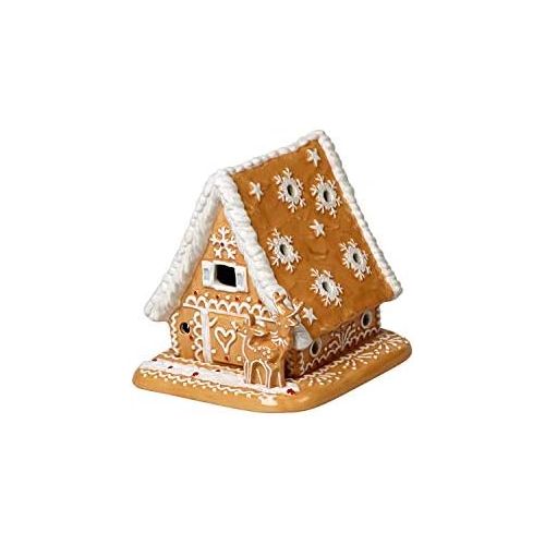  Visit the Villeroy & Boch Store Villeroy & Boch Winter Bakery Decoration Gingerbread House Decorative Tealight Holder Hard Porcelain Brown/White