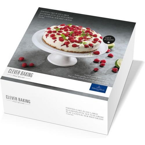  Villeroy & Boch - Clever Baking Kuchenplatte auf Fuss, Platte fuer raffinierte Kuchen, Premium Porzellan, weiss, spuelmaschinenfest, 32 cm