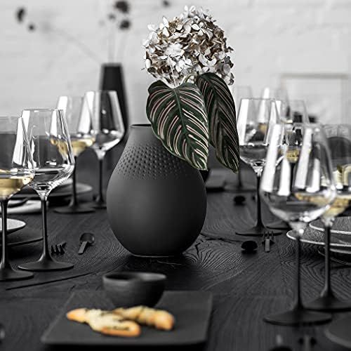  Villeroy & Boch Collier Noir Vase Perle No. 2, 16x16x20 cm, Premium Porzellan, Schwarz