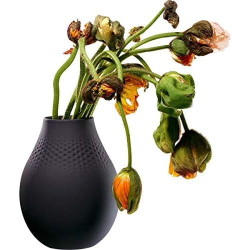  Villeroy & Boch Collier Noir Vase Perle No. 2, 16x16x20 cm, Premium Porzellan, Schwarz