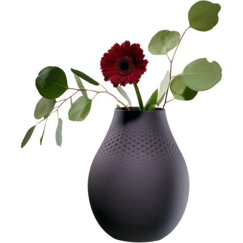  Villeroy & Boch Collier Noir Vase Perle No. 2, 16x16x20 cm, Premium Porzellan, Schwarz