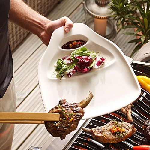  Villeroy & Boch BBQ Passion Steakteller L, 2er Pack, 30 x 29 cm, Premium Porzellan, weiss