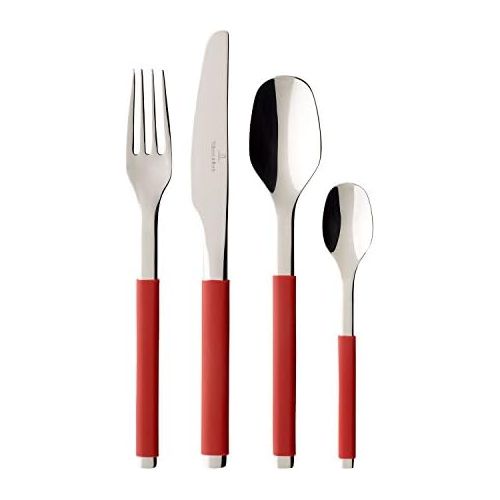  Visit the Villeroy & Boch Store Villeroy & Boch - S+ Cranberry 24-piece cutlery set, high-quality stainless steel cutlery with silicone handle for up to 6 people, dishwasher-safe, red